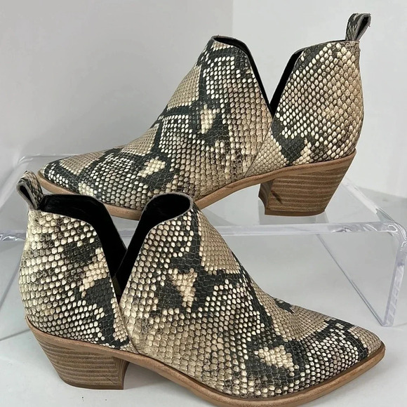 Dolce Vita Sonni Snakeskin Leather Ankle Booties Pointed Toe Block Heel Size 7.5 - Picture 3 of 16